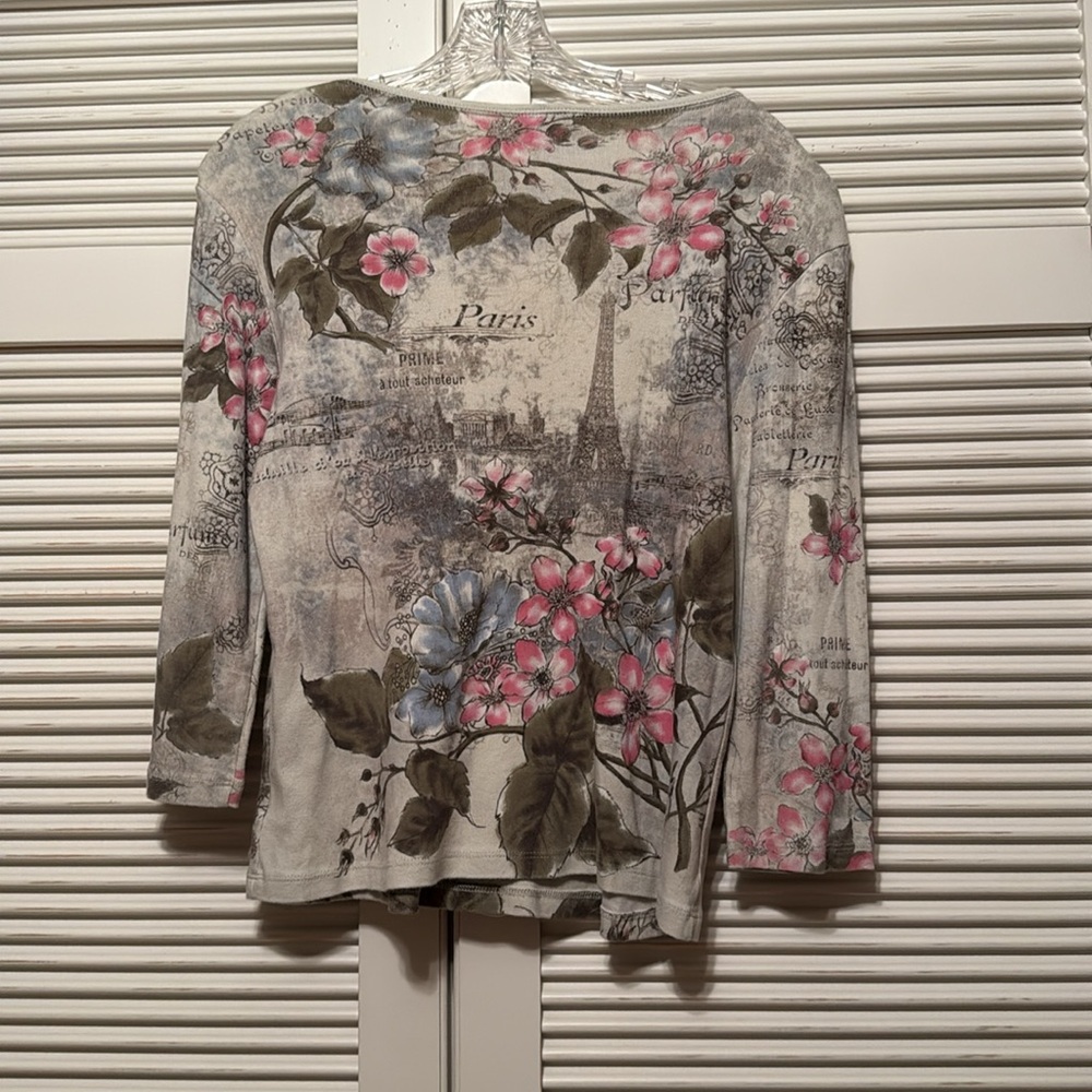 Christopher & Banks Parisian Floral Top - Pink, Blue, Green - Picture 2 of 6